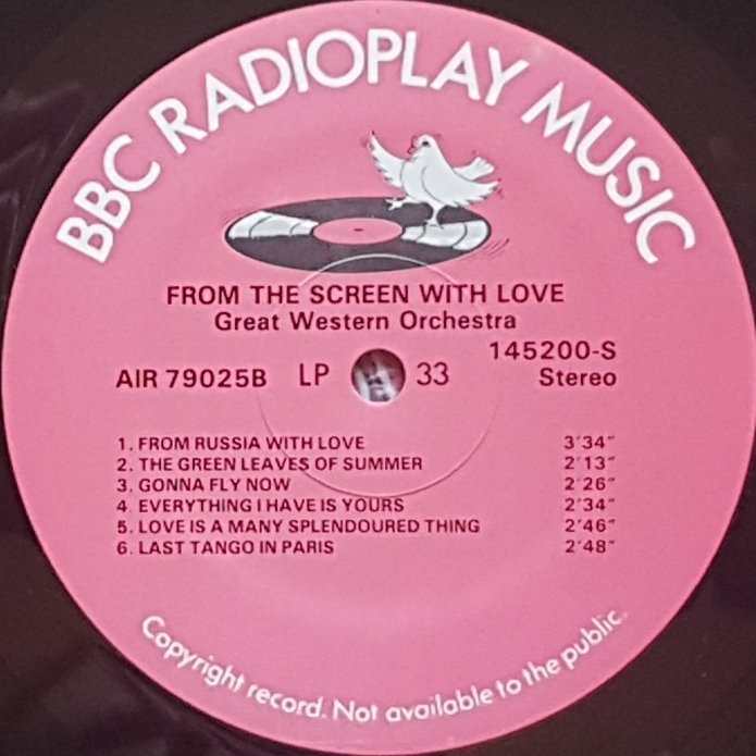 AIR 79025 From the screen with love The Great Western Orchestra from the BBC records and Tapes library Label